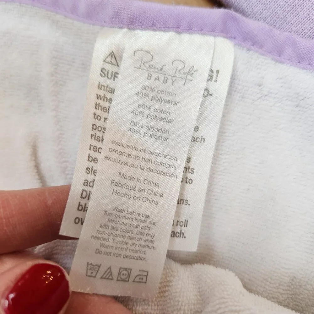 BUNDLE (3) Rene Rofe Hooded Towels Infant Baby Bathtime Purple White Birds OS